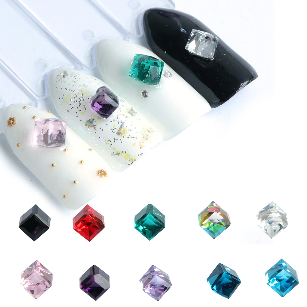 

10Pcs Crystal Nail Art Rhinestones Rainbow Cube Jewelry For Nail 3D Charms Glitter Rhinestones DIY Manicure Decorations SA666