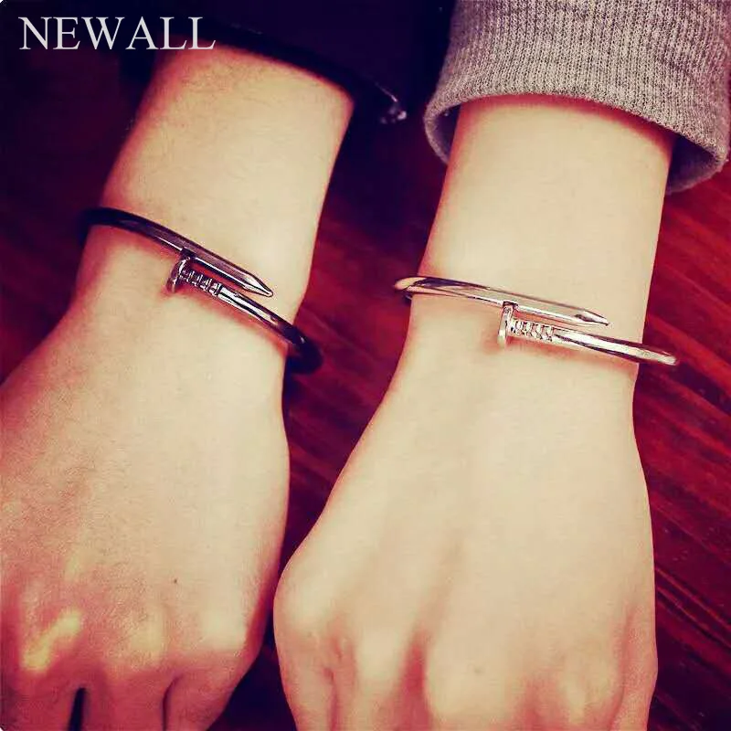 

Newall Fashion Personality Style Women Nail Bracelet Open Couple Bangle Screws Nail Cuff Copper Bracelet Jewelry adjustable