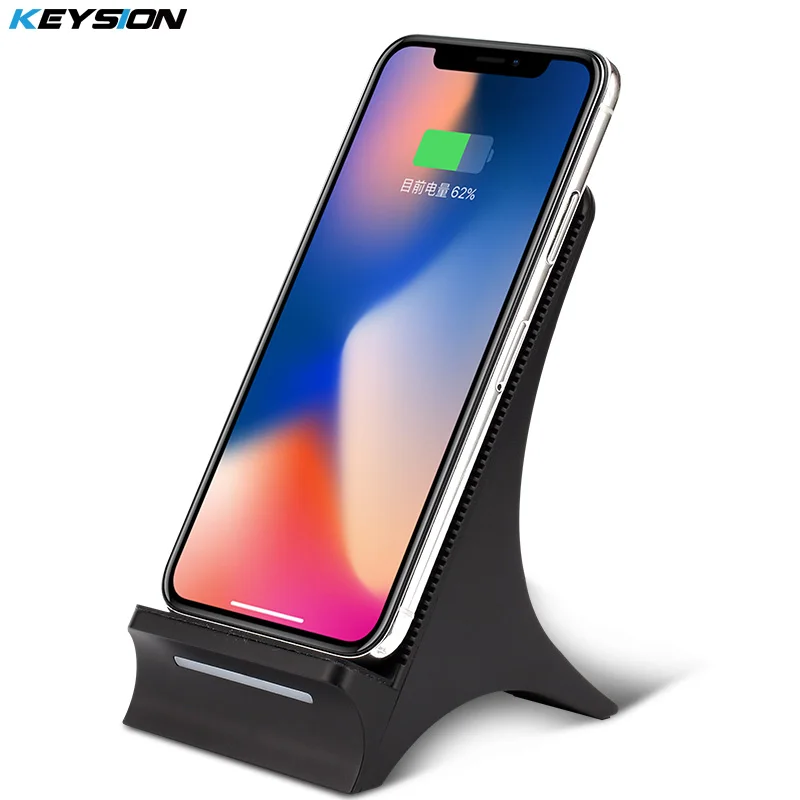 KEYSION 10 Вт Qi Быстрое беспроводное зарядное устройство для iPhone X 8 8 Plus зарядное устройство Подставка для samsung Galaxy S9 S9plus S8 S8 Plus Note 8 S7 edge