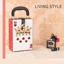 Роскошные модные бриллиантами замок Для женщин кожаная сумка Одежда высшего качества Курьерские сумки небольшой кристалл Вечеринка кошелек плеча сцепления