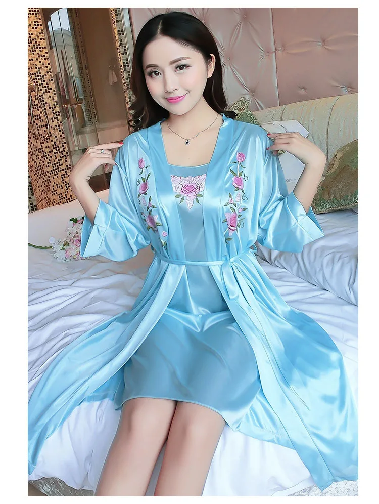 Sexy lingerie Set Sleep dress Women Sleepwear Backless Satin Chemise Slip deep v Nightwear Lace Nightgown Female Home Night Gown