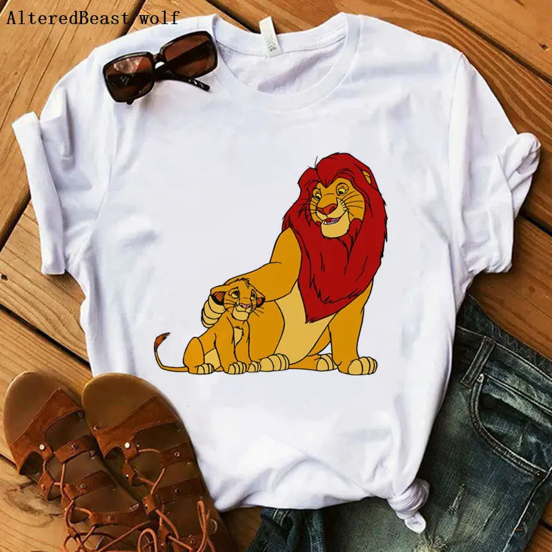 

HAKUNA MATATA printed women vogue Lion King T-Shirt White cartoon Soft O-Neck Tees Harajuku tops summer clothing tees 2019