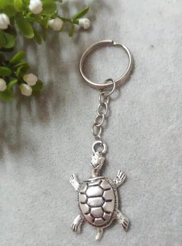 Fashion silver" Sea turtle" key chain simple atmosphere Pendant Fit DIY