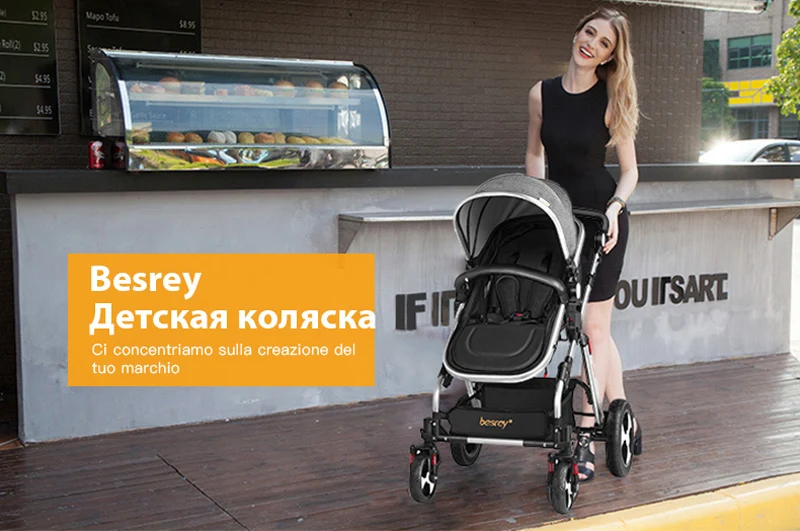 Besrey, детская коляска, 3 в 1, складная коляска, коляска для новорожденного, коляска для малыша, коляска для Лежи и сидения, анти-шок, роскошный, высокий пейзаж