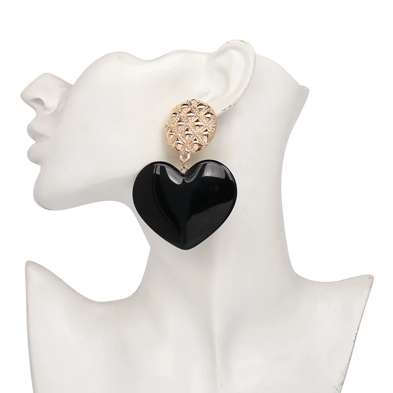 Летние популярные большие висячие серьги в форме сердца в стиле бохо для женщин, трендовые металлические массивные серьги в стиле панк, богемное ювелирное изделие ZA Bijoux, подарок