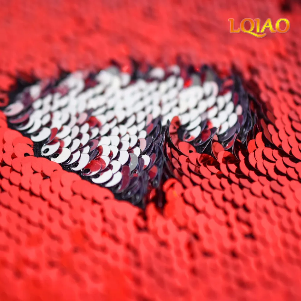 Red Silver Reversible Sequin Fabric-004