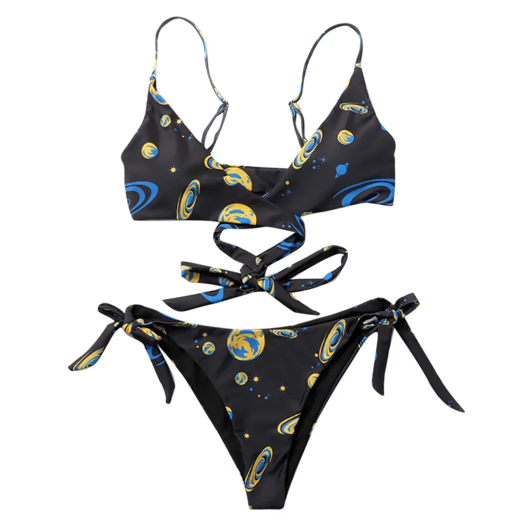 

Bikinis 2019 Mujer Biquini Swimwear Women Strapless Tube Top Printing Bikini Bikini Set Summer Biquini Female mini bikini
