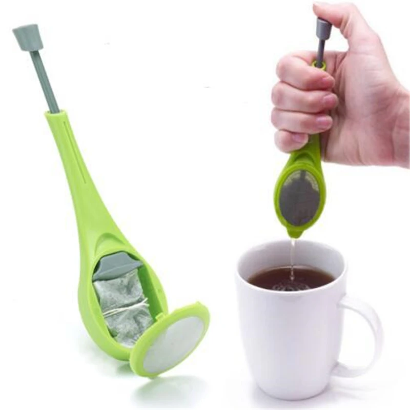 

Kitchen Accessories Tea Infuser Built-in plunger Healthy Intense Flavor Reusable Tea bag Plastic Tea Coffee Strainer Teaware
