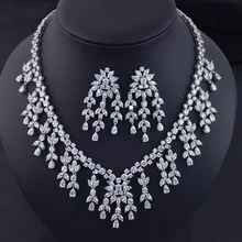 Дизайн Модный Роскошный AAA кубический цирконий кисточкой ювелирные изделия серьги ожерелье набор, высокое качество Вечерние/свадебные ювелирные изделия набор