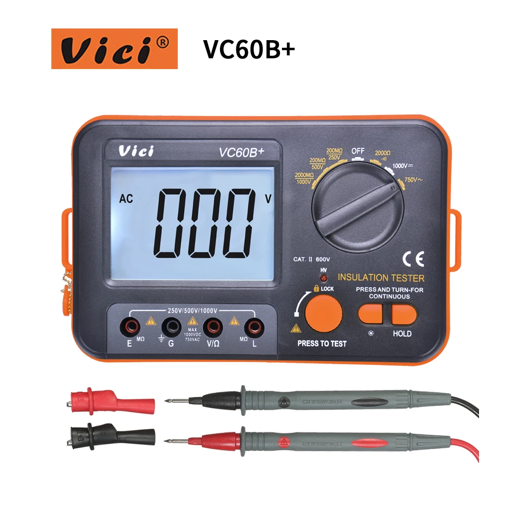 VICI VC60B+ Digital Insulation Resistance Tester LCD 1000V Megger