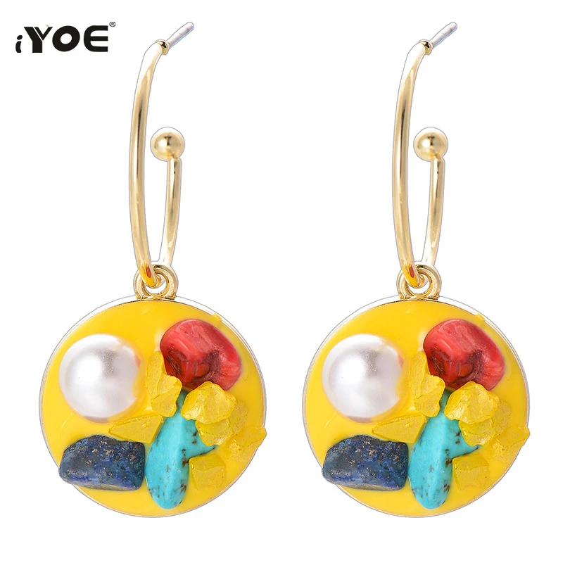 

IYOE Boho Seashell Earrings For Women Irregular Stone Round Heart Drop Earring Gold Vintage Fruit Summer Dangle Ear Jewelry