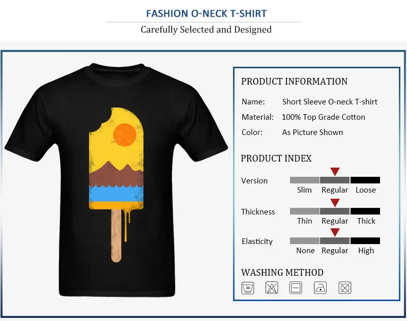 Summer Natural Ice Cream Short Sleeve Tops Shirts Father Day O Neck Pure Cotton Men T-Shirt Street Clothing Shirt Prevailing Summer Natural Ice Cream