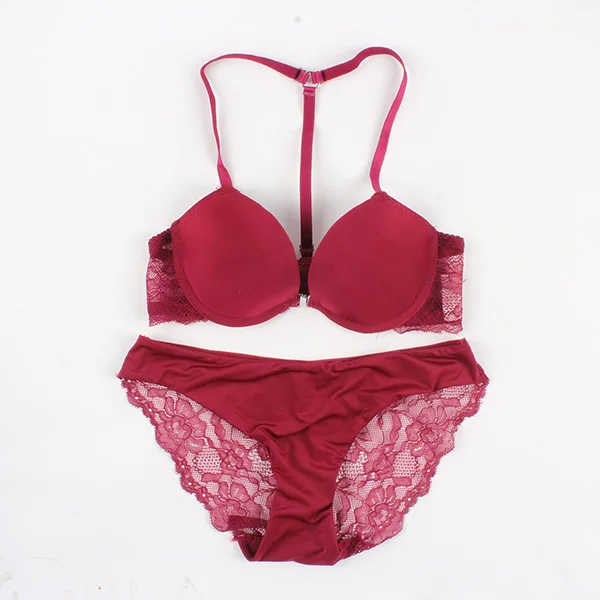 

Women RACERBACK 3/4 Cup Front Closure Underwire Push Up Bra Set Lady