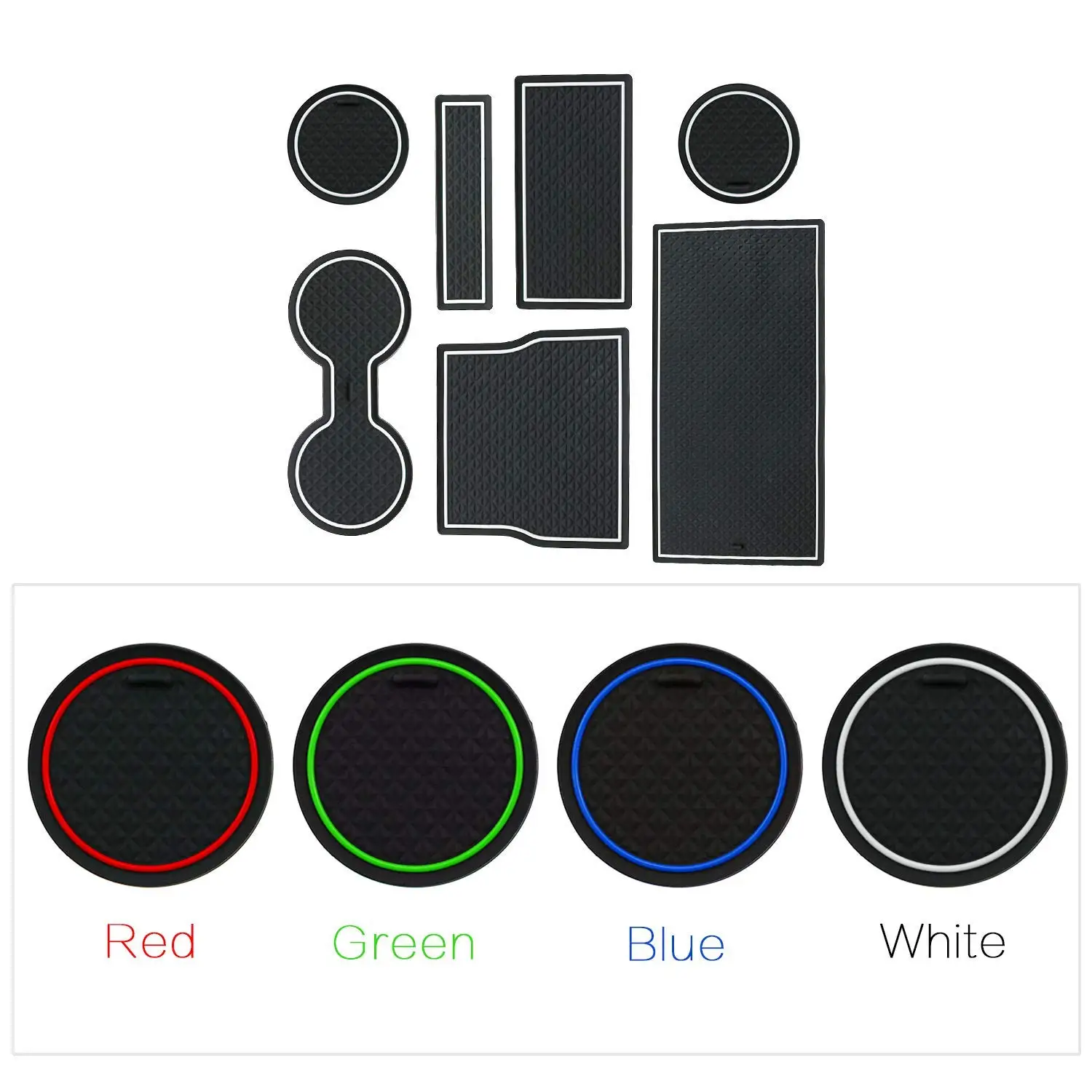 White Cup Holder Door Compartment Liner Accessories Door Mats Gate Slot Center Console Mat Cup Pads for 19-17 Tesla Model 3