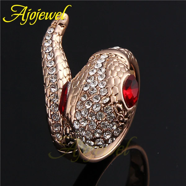 

Size 7-9 Green/Red Eye Special Design Rose Gold Snake Ring