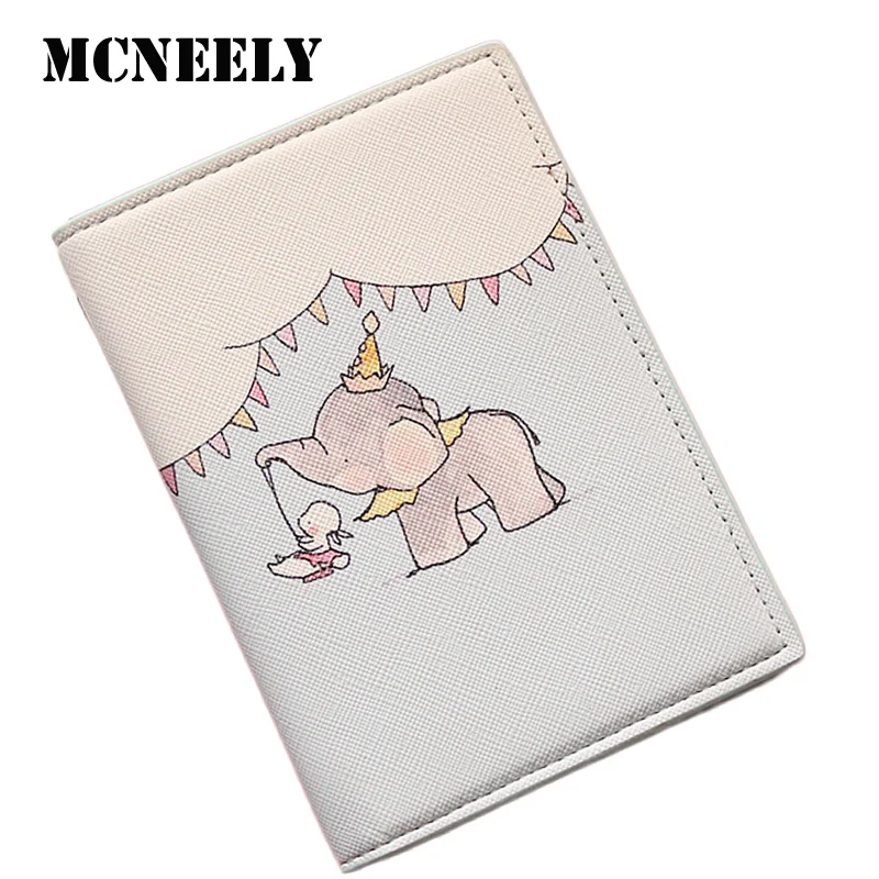 

Elephant New Cute Travel Leather Passport Holder Business card Women's Wallets PU Leather Card Case Protector Cover Wallet Bag