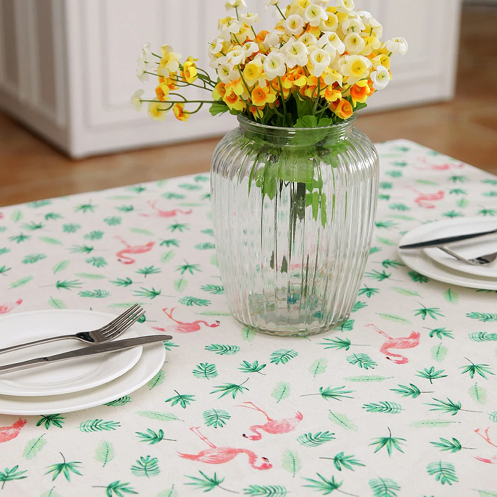 Bird Cotton Linen Table Cover Dust-Proof for Kitchen Dinning Tabletop Decoration Tablecloth Rectangular Dining Table Cloths