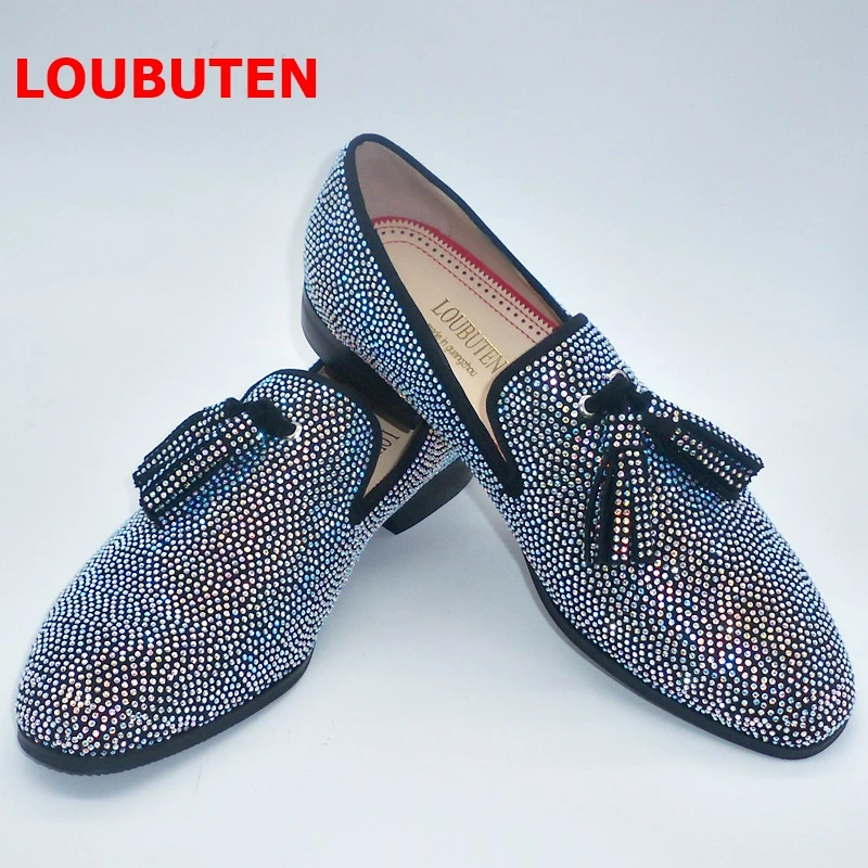 mens rhinestone loafers