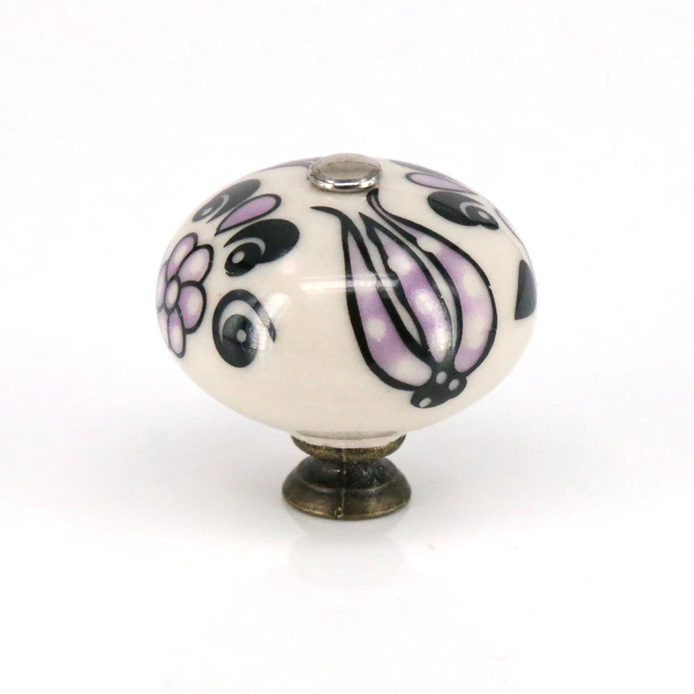 Set of 6 Purple flower painted Round Ceramic Cabinet Handle Drawer Knob Antique Kitchen Cupboard Wardrobe Pull 40mm Diameter Set of 6 Purple flower painted Round Ceramic Cabinet Handle Drawer Knob Antique Kitchen Cupboard Wardrobe Pull 40mm Diameter