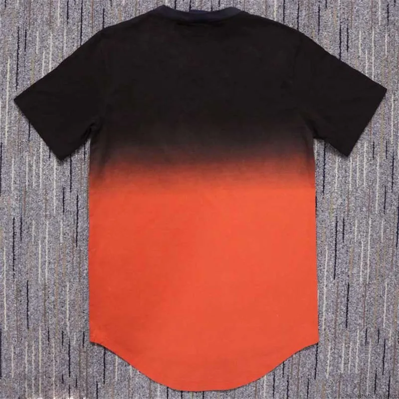 New  summer cotton silk siksilk T-shirt gradient print T-shirt short-sleeved hip hop T-shirt shirt men's Longline T-shirt with