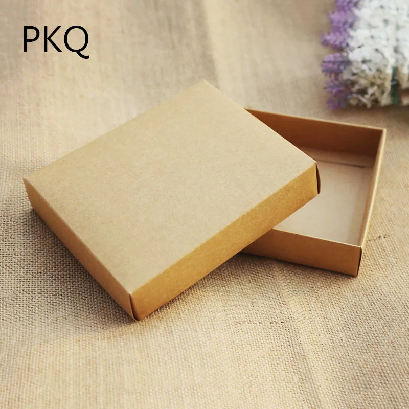 20pcs/lot Kraft Paper Box with Lid 10 Sizes Cardboard Boxes Clothes Jewelry Gift Packaging Box