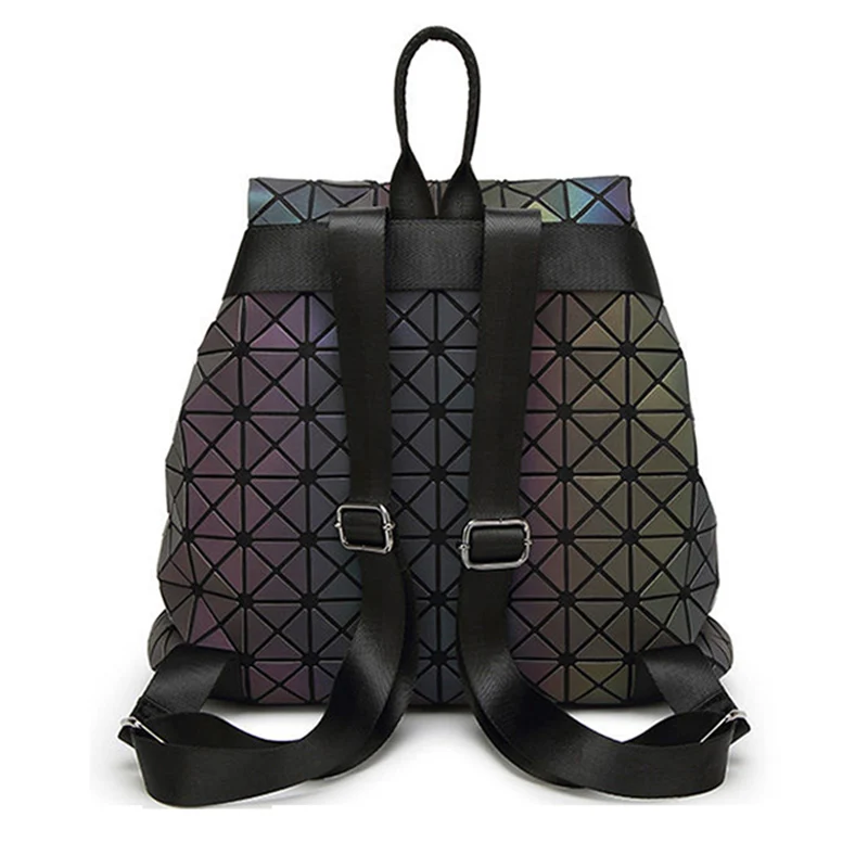 Женский геометрический рюкзак, светящийся, Женская вечерняя сумка, Алмазные блестки, искусственная кожа, лазерная задняя Сумка, Женская Повседневная клетчатая сумка Bao Mochila BP0232