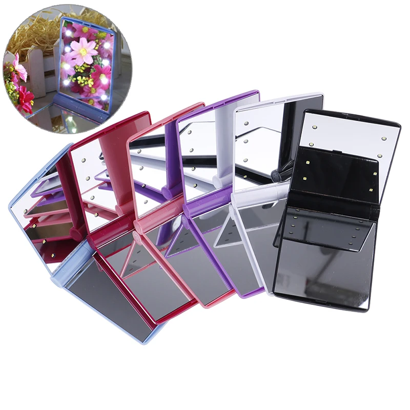 8 LED Lights Lamps Cosmetic Folding Portable Compact Pocket Hand Mirror Makeup Tool Fashion Women | Красота и здоровье