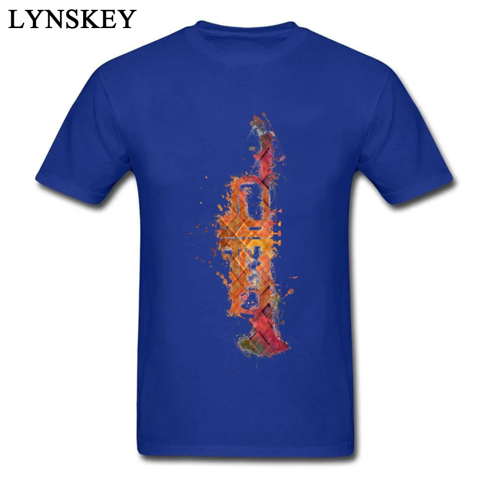 Discount Cool Summer Fall Trumpet Short Sleeve T Shirts All Cotton Round Neck Mens Tops Tees Classic Tee-Shirt Top Quality Trumpet blue