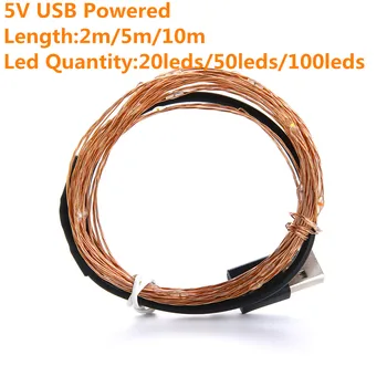 2M 5M10M Strip Light Led String Light Cooper Wire 3AA battery Christmas Light For Garland Holiday Fairy Wedding Party Decoration 2