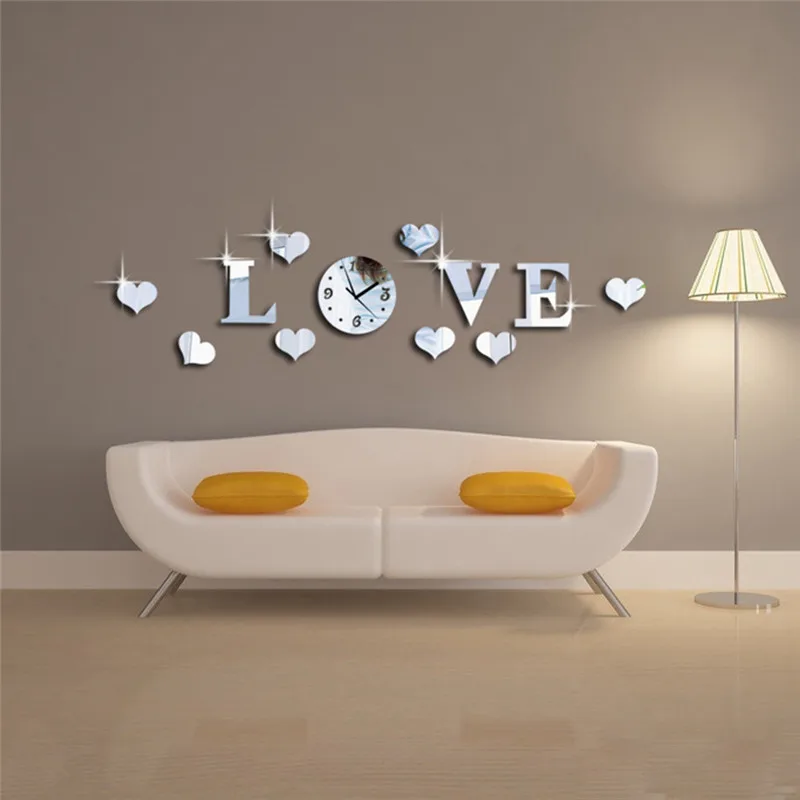 Креативная наклейка с надписью LOVE акриловые зеркальные настенные наклейки