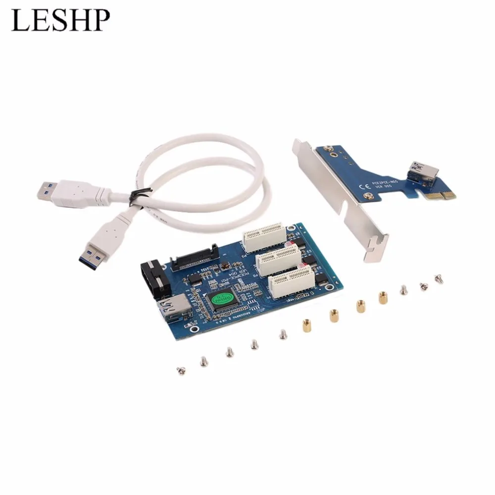 

PCI-e Express 1X to 3 Port 1X Switch Multiplier HUB Riser Card With USB Cable Mainboard Transmission Signal Attenuation