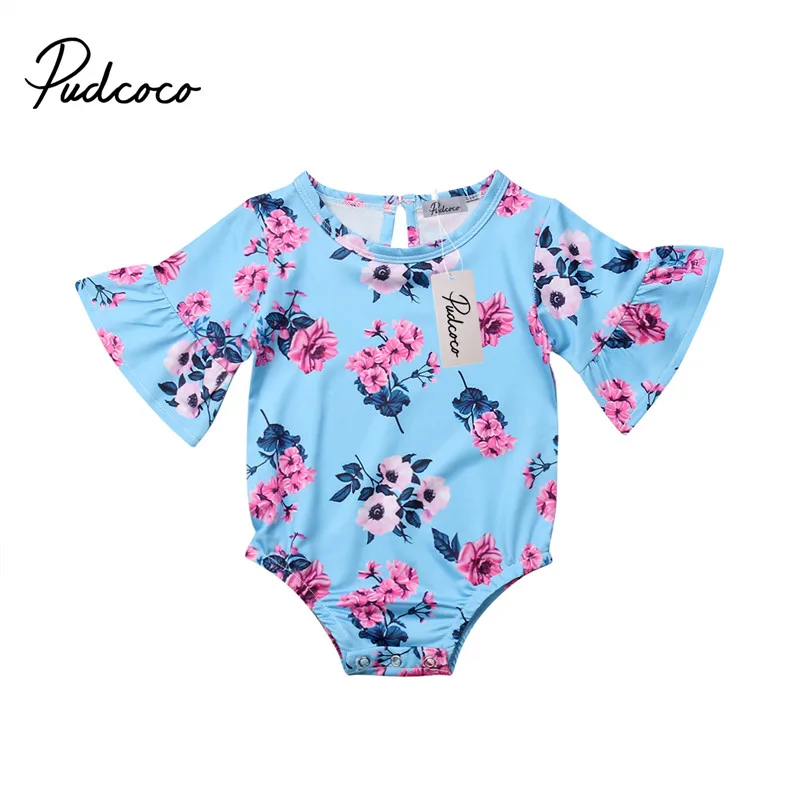 PUDCOCO/новейший Детский комбинезон с цветочным рисунком для новорожденных девочек