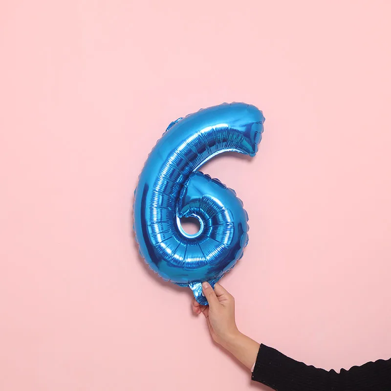 Starlzmu 10 шт. 16 дюймов розовый Количество воздушных шаров синий цифровой Фольга шар наряд для первого дня рождения рисунок воздуха воздушный шар для Бэйби Шауэр украшения - Цвет: 16inch Blue 6