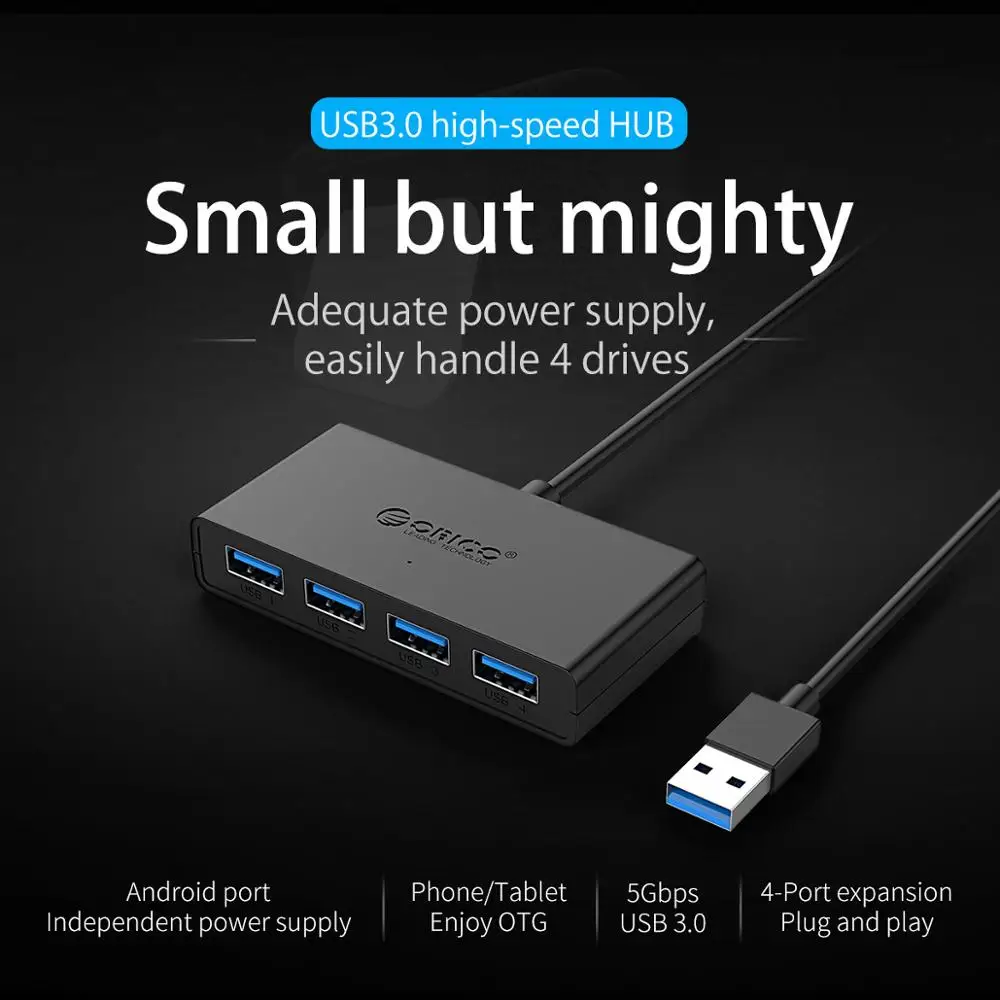 Высокоскоростной 4 портовый Концентратор ORICO с USB 3 0 порт микро концентратор для
