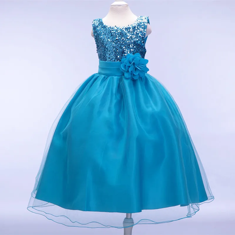 

10 colors FASHION GIRL DRESSES PAILLETTE FLOWER BELT NET VEIL DRESSES GIRL PRINCESS DRESSESLP-55