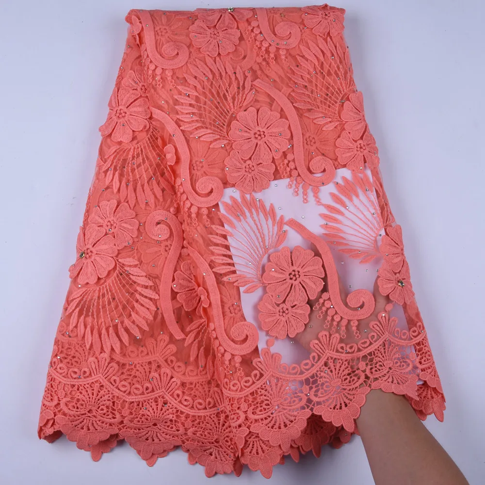 

High Quality Tulle African Laces Fabric For Wedding Nigerian Net Lace Materials Milk Silk French Lace Fabric 5 Yards A1605