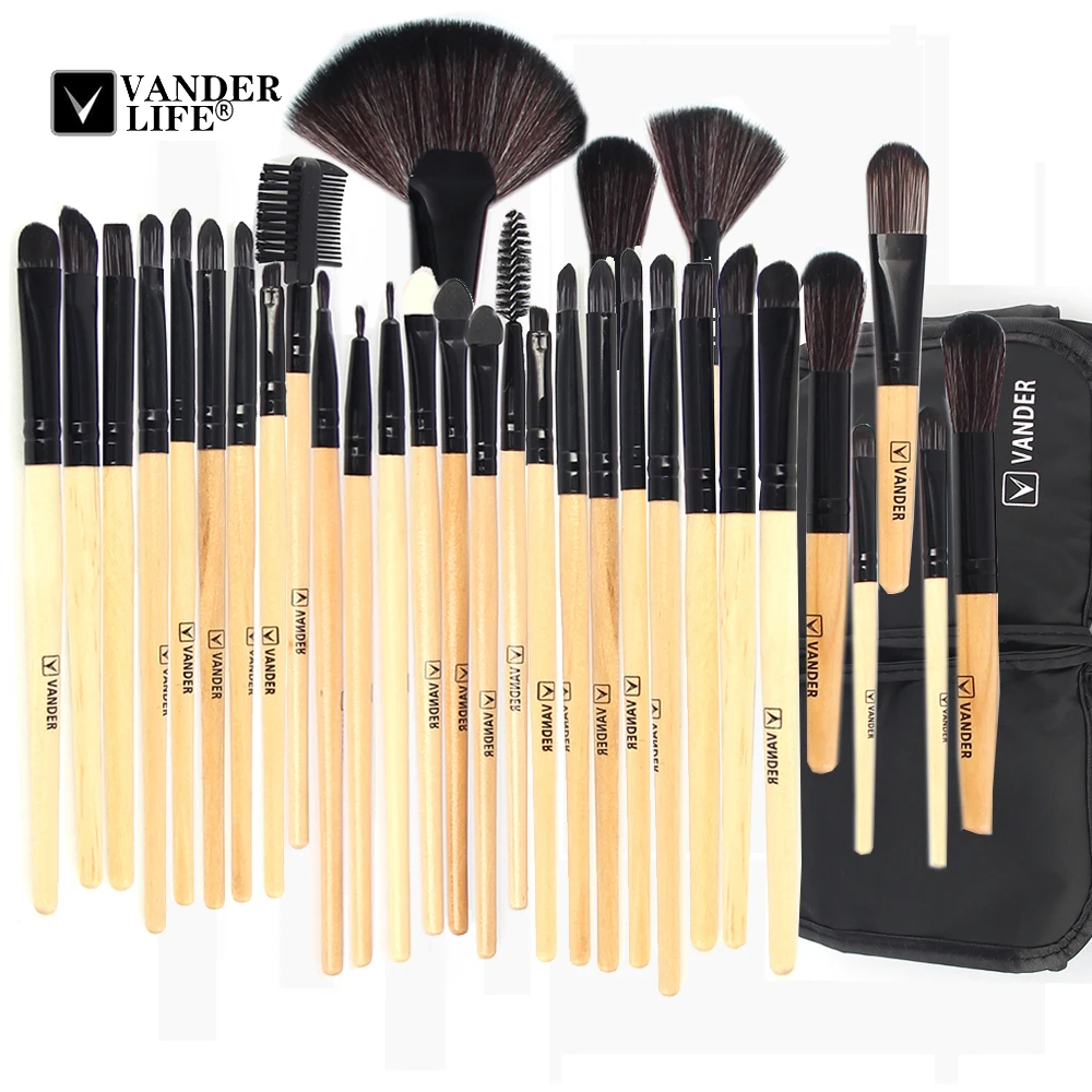 Beli Terbaik 32 Pcs Set Profesional Makeup Sikat Bedak Foundation Mata Bayangan Lipstik Make Up Sikat Alat W Tas Pincel maquiagem