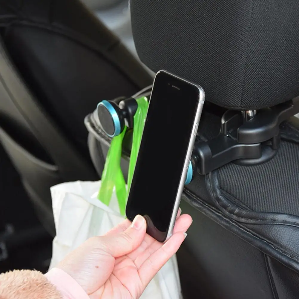 

Car Back Seat Headrest Holder Hook Hanger Magnetic Cell Phone Tablet Stand Mount
