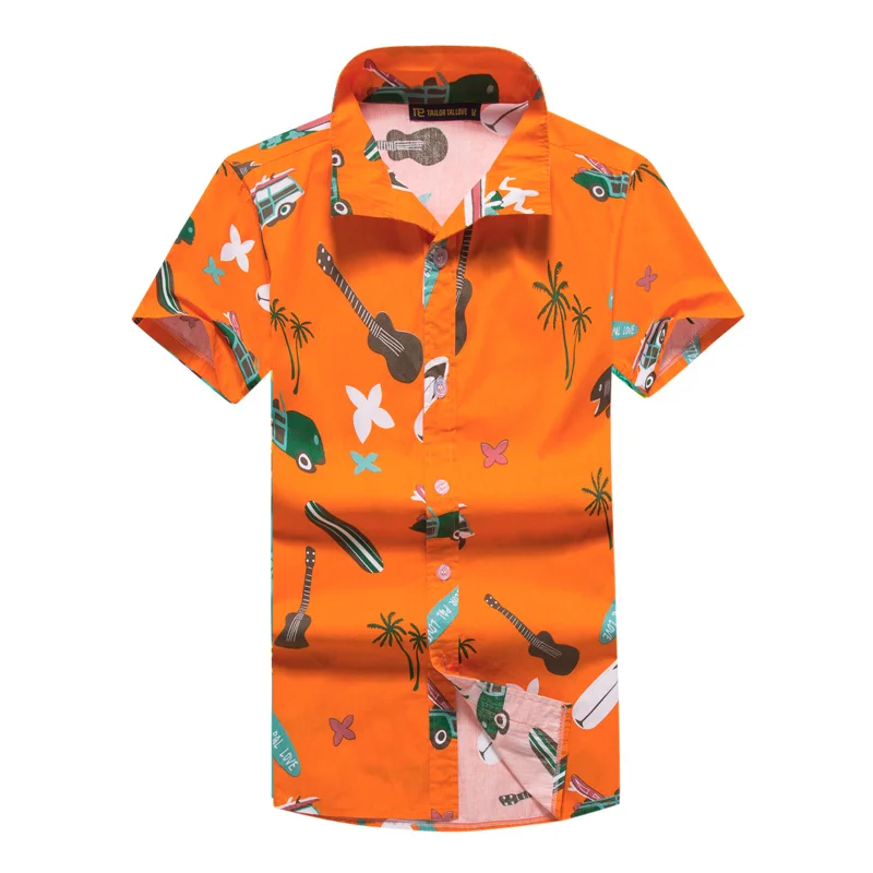 Chemise homme, повседневные Гавайские рубашки, Мужская брендовая одежда, дышащая пляжная рубашка с коротким рукавом, принт с животными, Camisa Masculina, 5XL - Цвет: Asian size