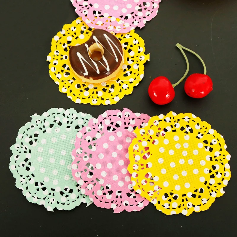 Dots Paper Lace Doilies 3.5inch 8.8cm Round Decorative Tableware Placemats Cake Packaging Paper Pads Mats