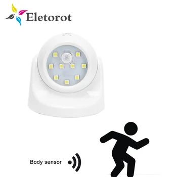 

9 LEDs 360 Degree Rotation Motion Sensor PIR Night Light Battery Operated Corridor Wall Night Lamp For Closet Garages Hallway