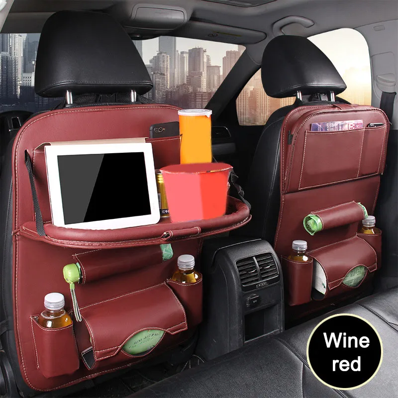 

Hot Car Backseat Protective Cover Organizer with Tablet Holder Foldable Tray for Vehicle PU Seat BX*