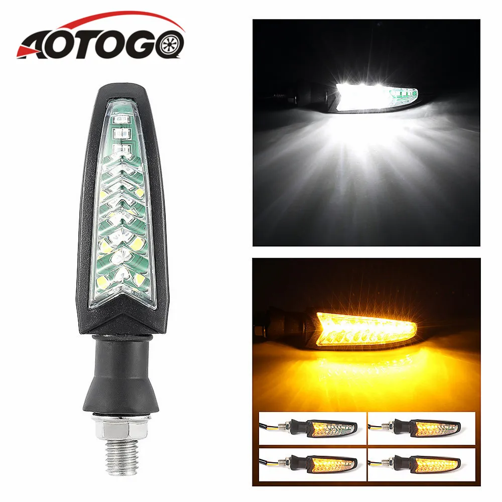 

aotogo 4Pcs 12V LED Motorcycle Flowing Turn Signal Indicator Singal Lamp DRL Running Stop Brake Rear Light