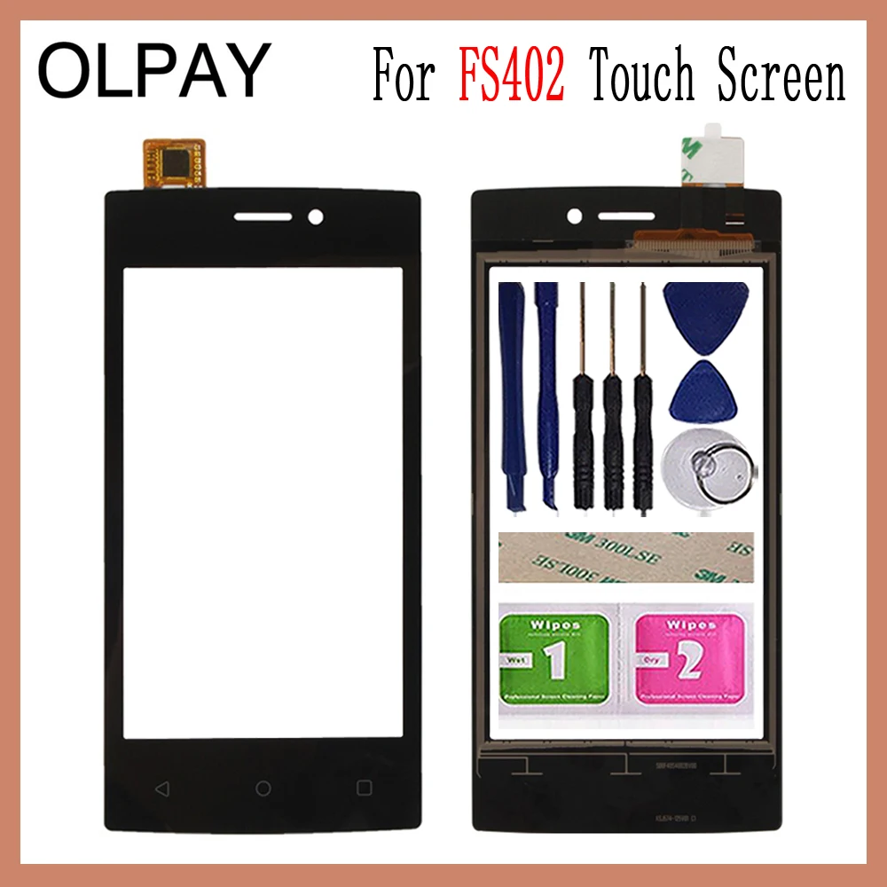 

OLPAY 4.0'' Touch Glass Panel For Fly FS402 Stratus 2 FS 402 Touch Screen Digitizer Glass Sensor Tools Free Adhesive+Clear Wipes