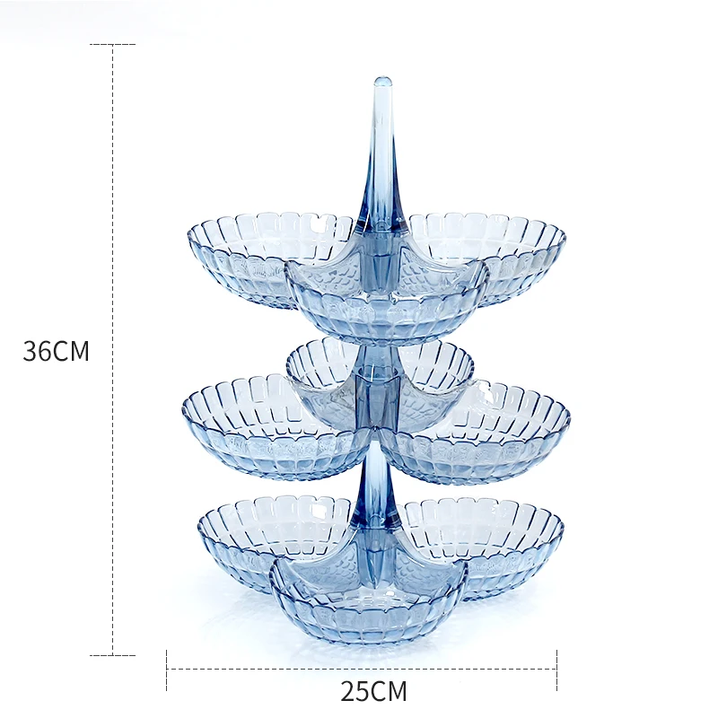 Трехслойная круглая пластиковая подставка для торта подставка для десерта полка Европейский стиль домашняя фруктовая овощная тарелка, украшение lw0321450 - Цвет: 3 layer blue