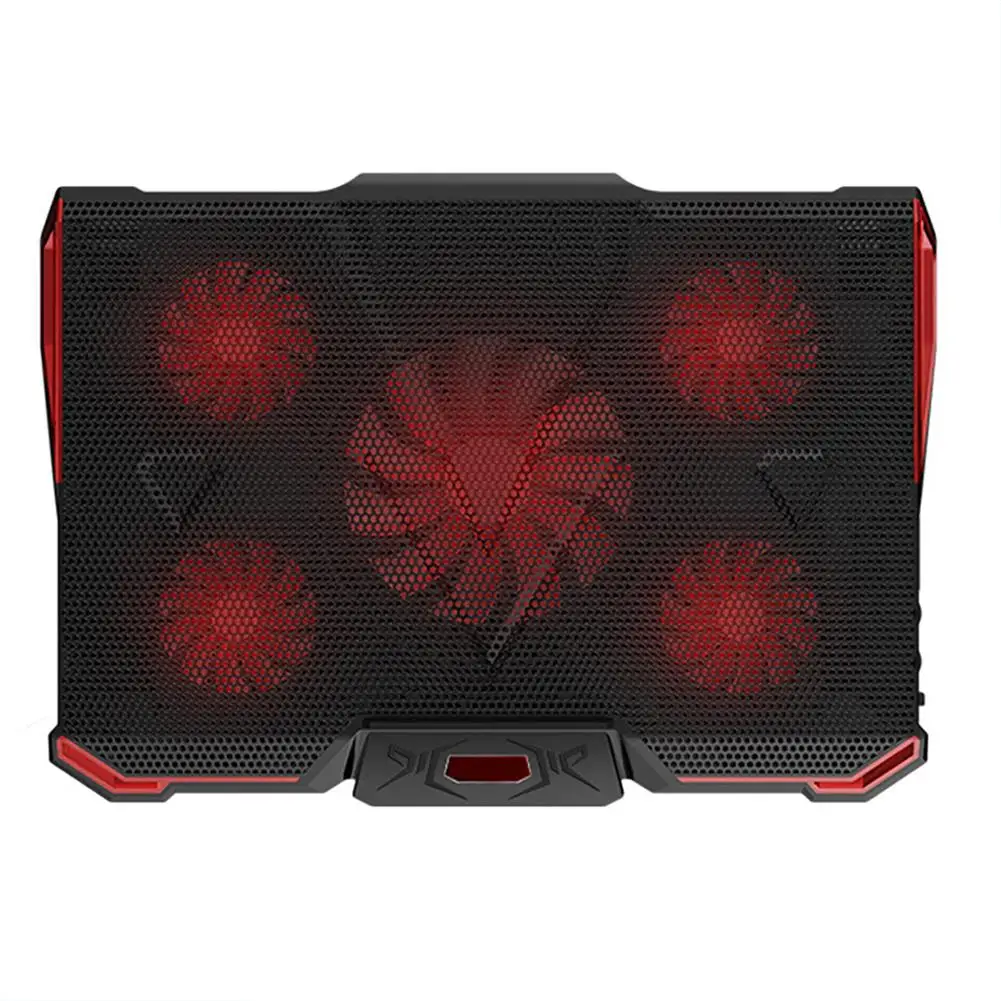 

New Adjustable USB Laptop Cooler Cooling Pad with Silence Mute 5 Fans LED Light Notebook Holder