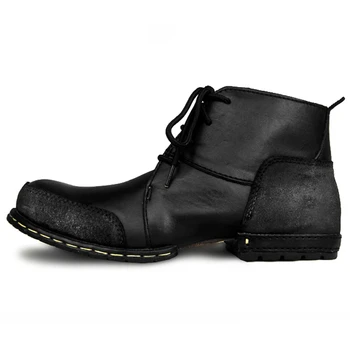 

2 Colors US Size Genuine Leather Formal Dress Men's Lace up Footwear Western Work Ankle Boots Winter Shoes