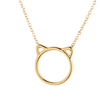 

50pcs/lot Simple Design Cat Head Pendant Necklace Jewelry Simple Tiny Cat Pendant Necklace Lovely Animal Necklace For Women