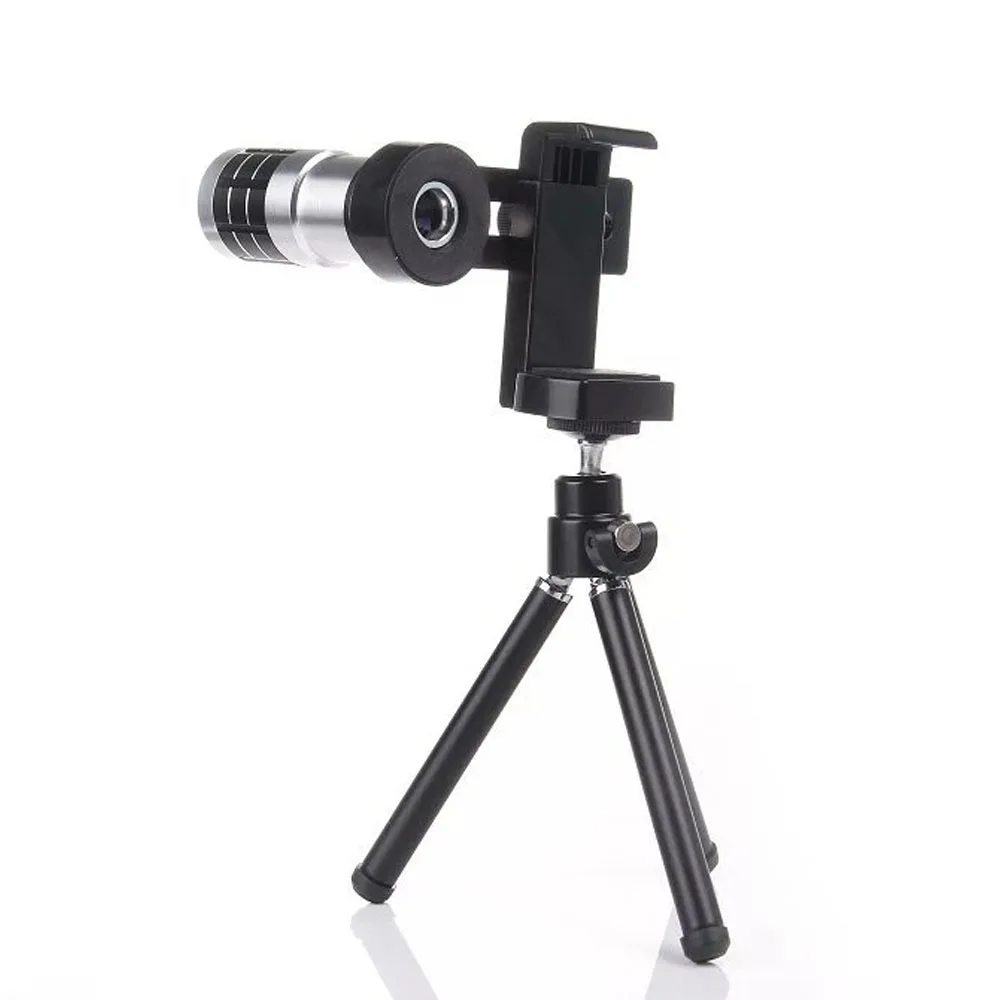 

Metal Universal 12X Zoom Telephoto Lens Clip Detachable Portable Phone Camera Kit with Tripod for iPhone Samsung all Smartphone