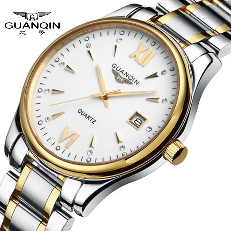 Hodinky Quartz Men luxusní značka GUANQIN Casual šaty hodinky Sapphire Luminous Vodotěsné nerezové oceli pánské analogové náramkové hodinky